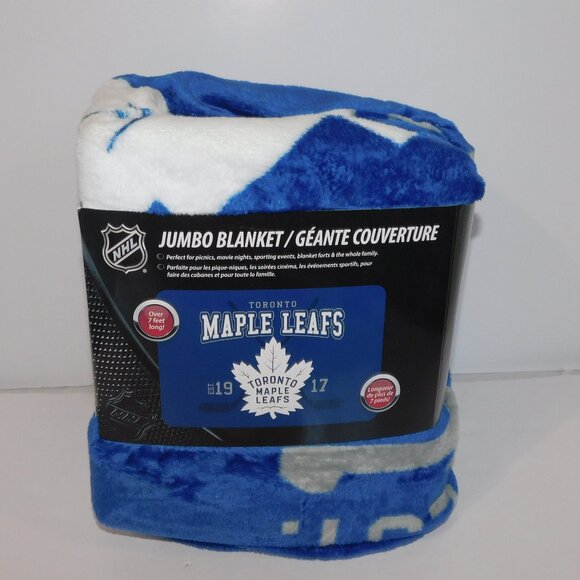 NHL Toronto Maple Leafs Hockey Jumbo Plush Fleece Blanket NEW 62" x 90" - Picture 1 of 6